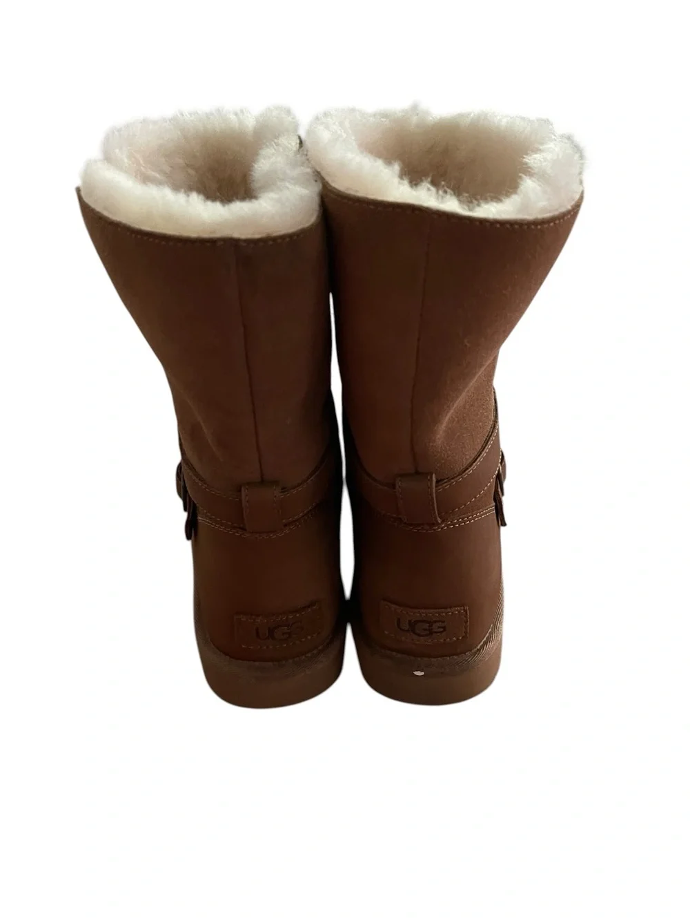 UGG Chestnut Brown Shearling-Lined Winter Bellina Belted Boots Size 9